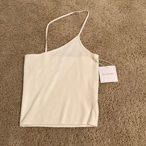 cute one shoulder white tank top never before worn